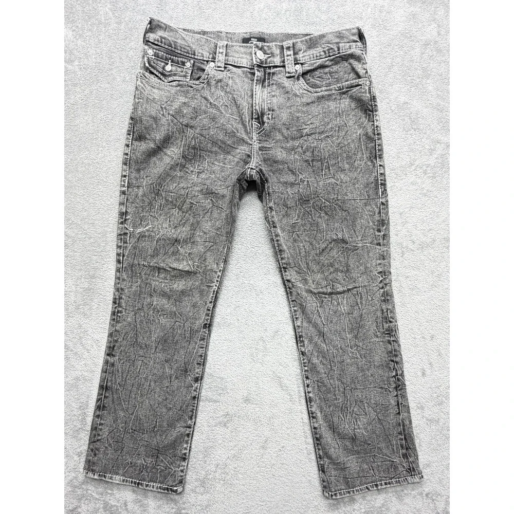 True Religion Ricky Jeans Mens‎ Measured 38x29 Gray Relaxed Straight Acid Wash